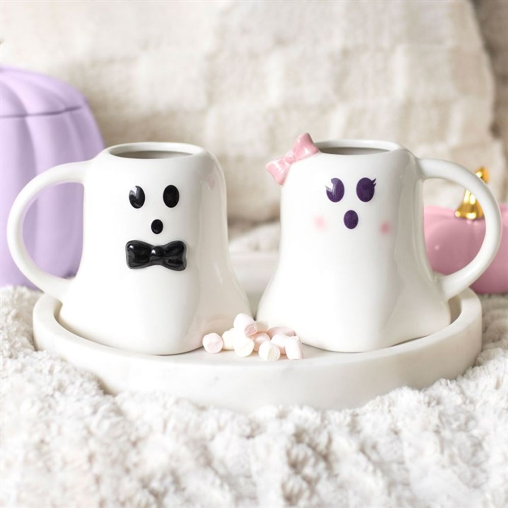 Mr and Mrs Boo Ghost Shaped Mug Set - Mugs at Gift Moments