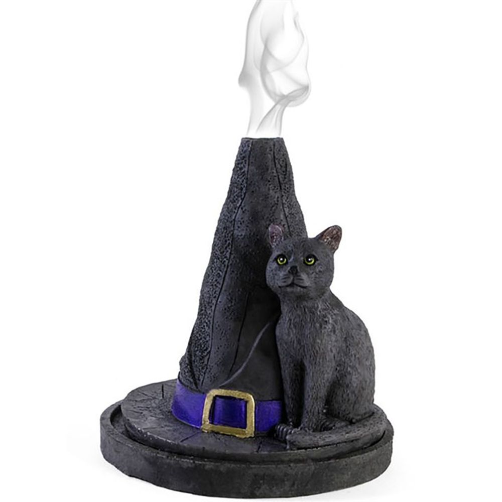 Witch Hat With Cat Incense Cone Holder - Incense Holders at Gift Moments