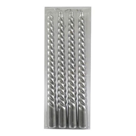 Set of 4 Silver Twist Taper Candles - Candles at Gift Moments