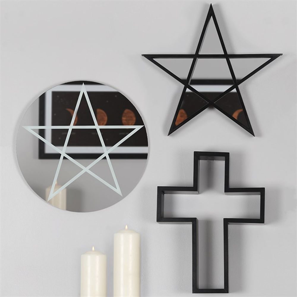 Black Framed Pentagram Mirror