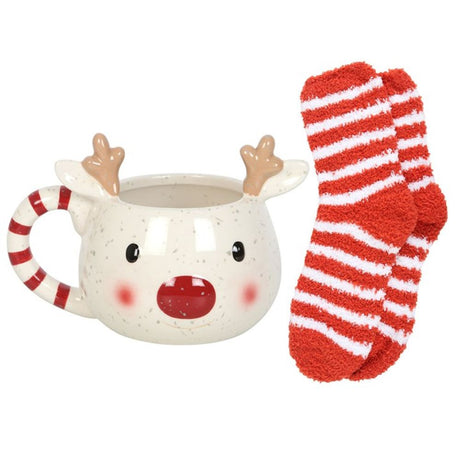 Rudolph Reindeer Mug and Socks Set - Mugs at Gift Moments