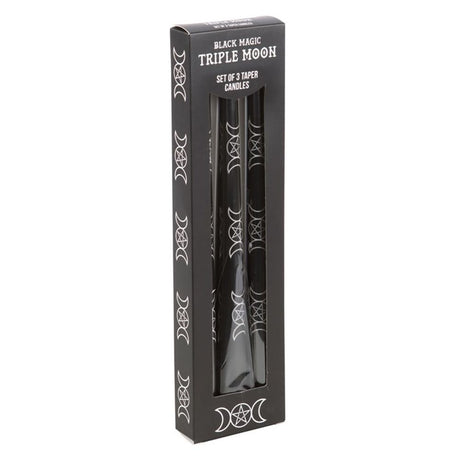 Black Magic Triple Moon Taper Candles - Set of 3 - Candles at Gift Moments