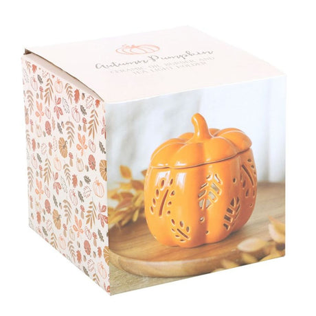 Orange Autumn Leaves Pumpkin Oil Burner - Oil & Wax Burners at Gift Moments