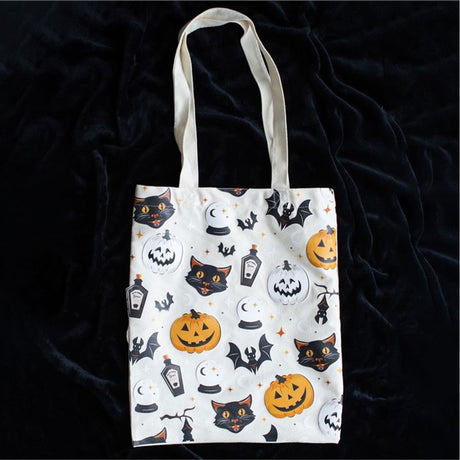 Spooky Cat and Pumpkin Print Tote Bag - at Gift Moments