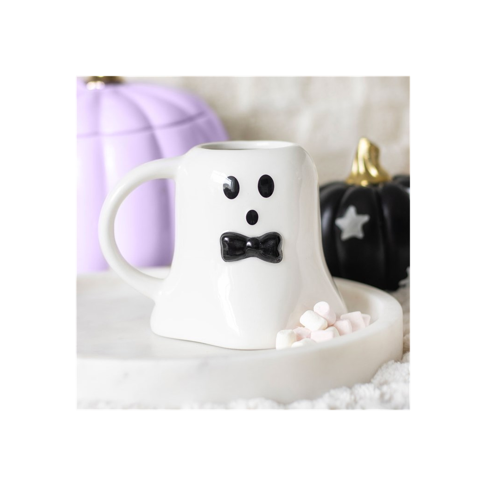 Mr Boo Ghost Shaped Mug with Bow Tie - Mugs at Gift Moments