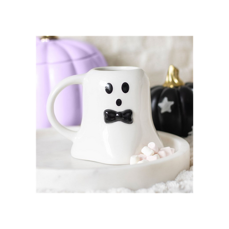 Mr Boo Ghost Shaped Mug with Bow Tie - Mugs at Gift Moments