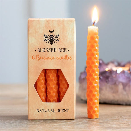 Set of 6 Orange Beeswax Spell Candles - Candles at Gift Moments