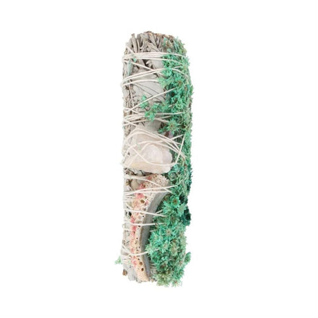 6in Ritual Wand Smudge Stick with White Sage, Abalone and Quartz - at Gift Moments