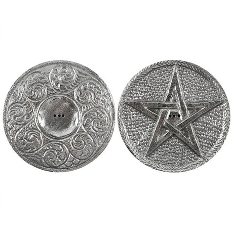 Silver Pentagram Incense Holder - 10cm - Incense Holders at Gift Moments