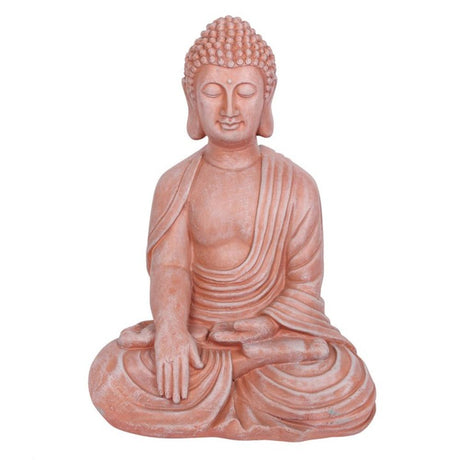 Terracotta Effect 52cm Sitting Garden Buddha - at Gift Moments