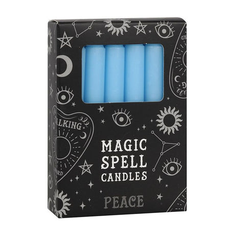 Set of 12 Light Blue Peace Spell Candles - Candles at Gift Moments