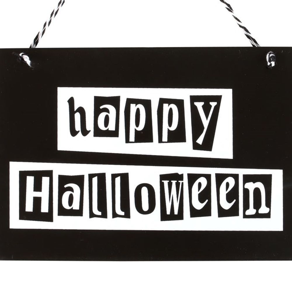 Black and White Happy Halloween Hanging Sign - Signs & Plaques at Gift Moments