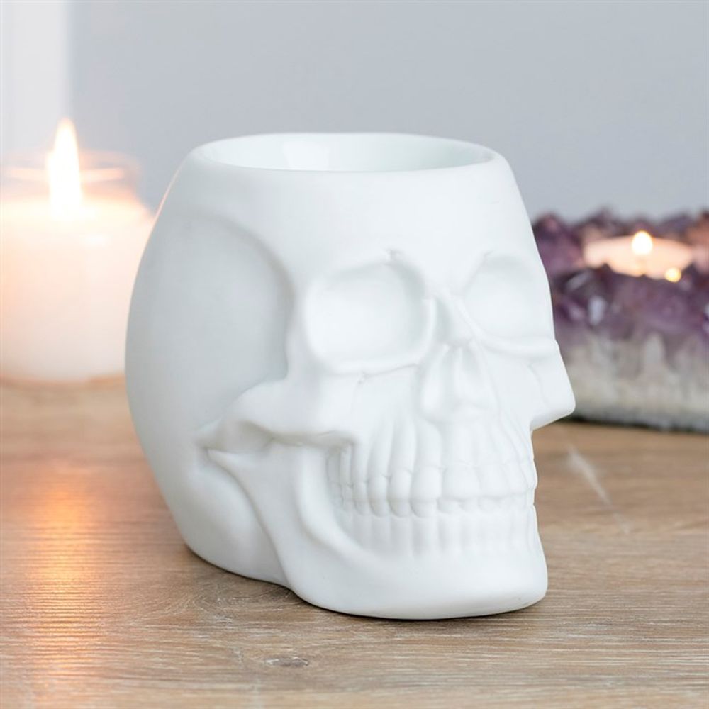 White Skull Oil Burner - Unique Ceramic Fragrance Warmer - Oil & Wax Burners at Gift Moments