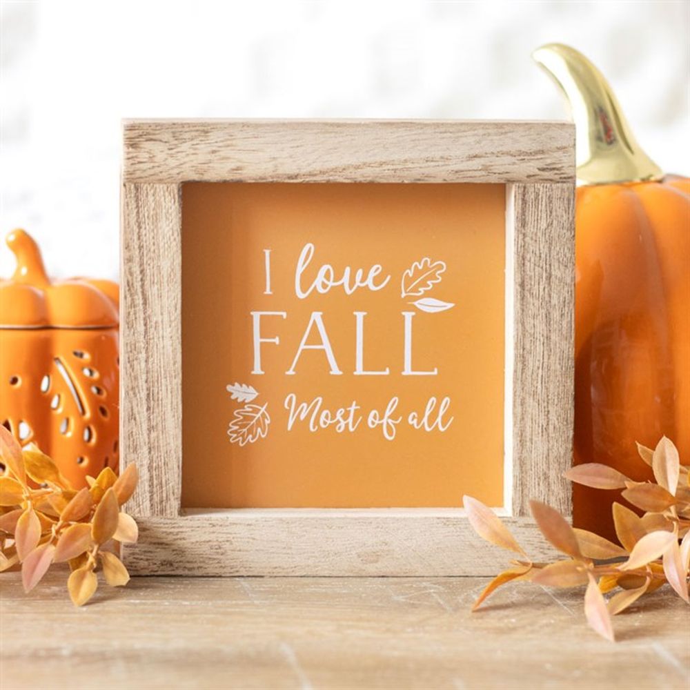 Orange I Love Fall Most of All Wooden Frame Sign - Signs & Plaques at Gift Moments