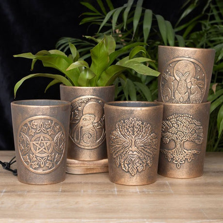 Lisa Parker Green Man Bronze Terracotta Plant Pot - Pots & Planters at Gift Moments