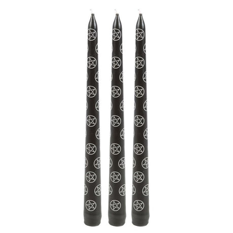 Set of 3 Black Magic Pentagram Taper Candles - Candles at Gift Moments