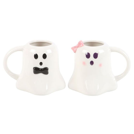 Mr and Mrs Boo Ghost Shaped Mug Set - Mugs at Gift Moments