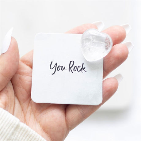 You Rock Clear Quartz Crystal Heart in a Bag - at Gift Moments