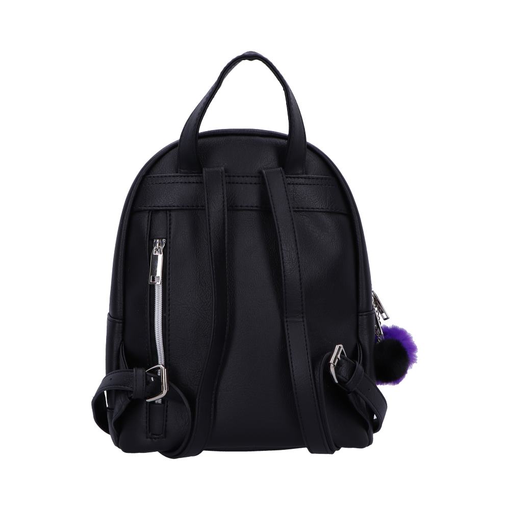 Wednesday Addams Black Faux-Leather Backpack: 3 - Bags By Wednesday