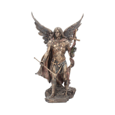 Bronzed Archangel Gabriel With Staff Religious Figurine 33.5cm Default Title - Figures & Collectables at Gift Moments