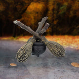 Witch Wiccan Witchcraft Broomstick Crystal Ball Holder: 1 - Crystal Balls & Holders By NN Designs