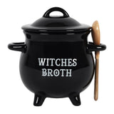 Witches Broth Cauldron Soup Bowl with Broom Spoon: 2 - Bowls By Gift Moments