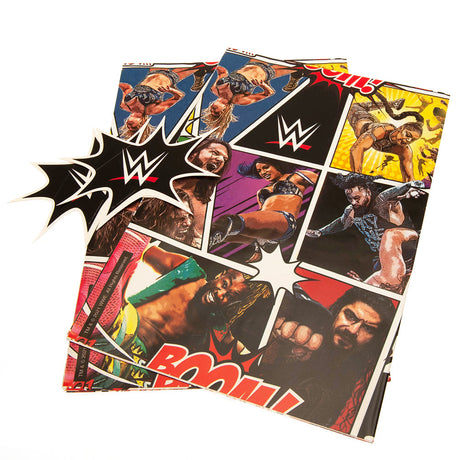 WWE Colourful Gift Wrap with Tags: 1 - Gift Wrap & Bags By WWE