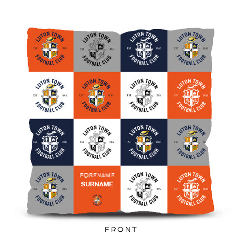 Personalised Luton Town FC Chequered 18" Cushion - Cushions at Gift Moments