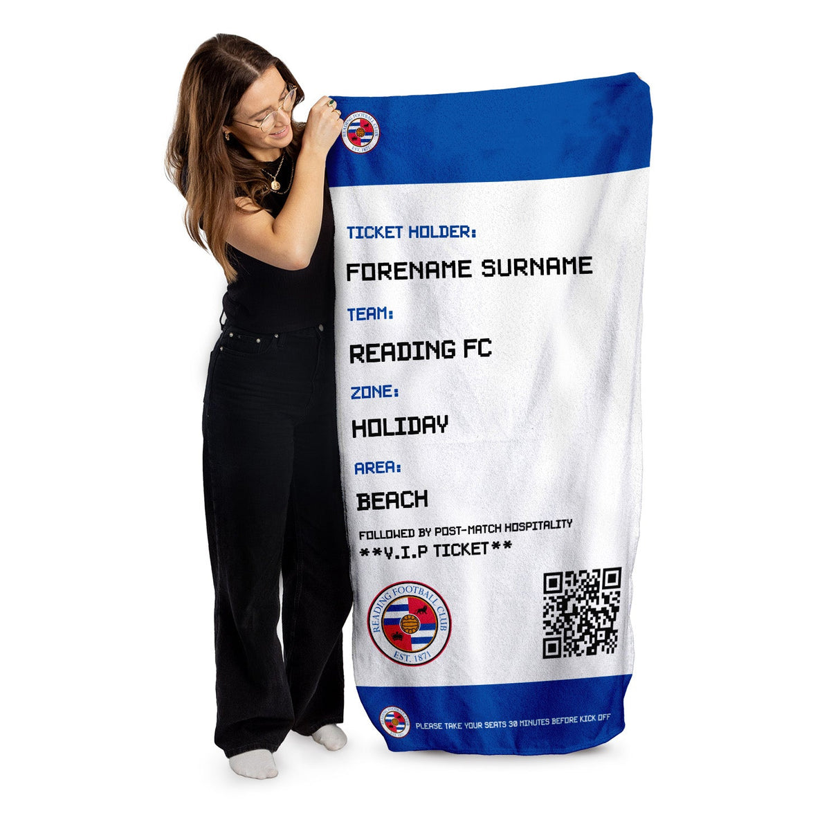 Personalised Reading FC Ticket Beach Towel - Towels at Gift Moments