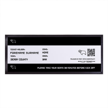 Personalised Derby County FC Ticket Bar Runner - Barware at Gift Moments