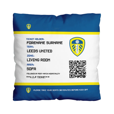 Personalised Leeds United FC FD Ticket 18" Cushion - Cushions at Gift Moments