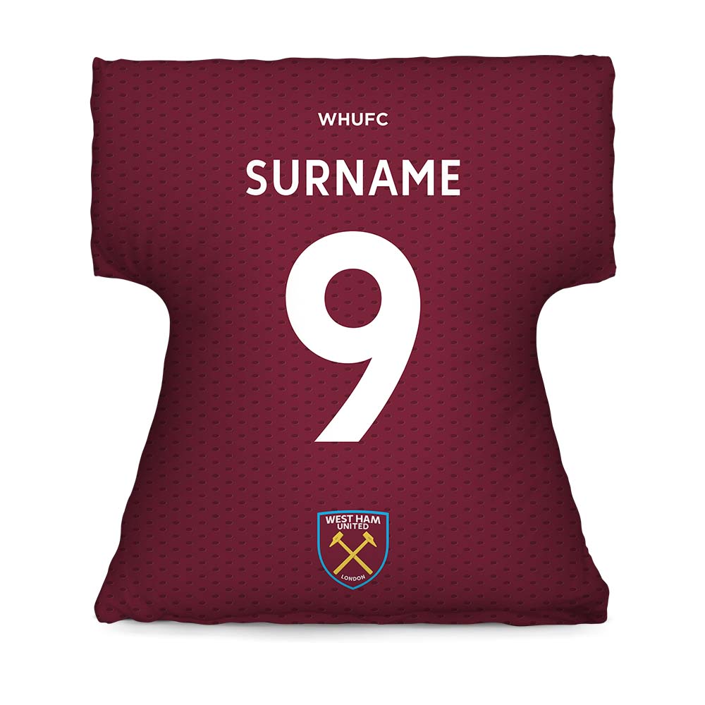 Personalised West Ham United FC Shirt-Shaped Cushion - Cushions at Gift Moments