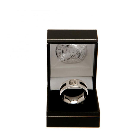 Leicester City FC Black Inlay Ring - Medium Size - Jewellery at Gift Moments