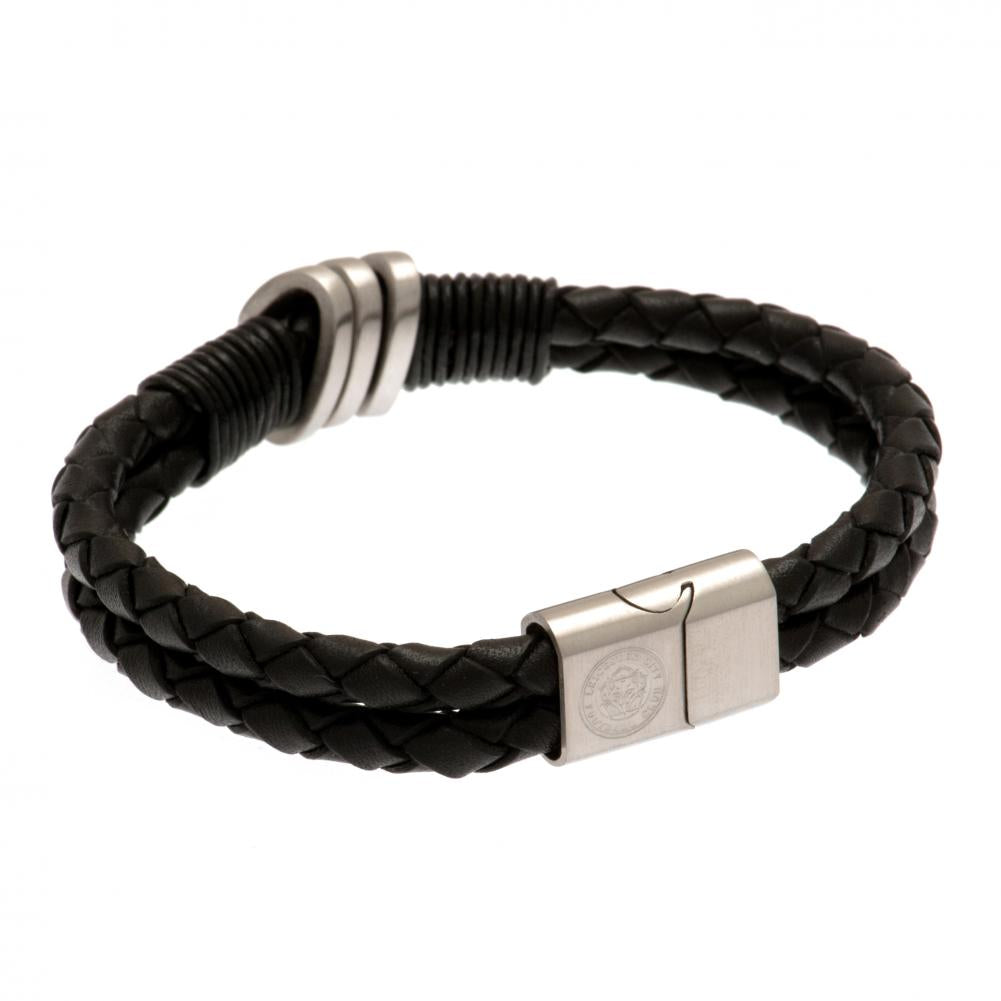 Leicester City FC Leather Bracelet - Twin Rope Design - Jewellery at Gift Moments