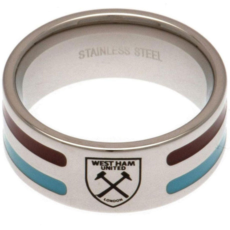 West Ham United FC Colour Stripe Ring Medium - Jewellery at Gift Moments