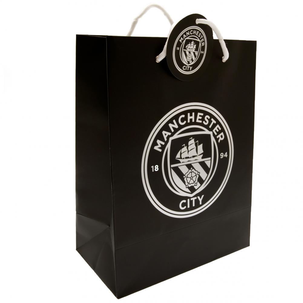 Manchester City FC Gift Bag - Medium Black Card Design - Gift Wrap & Bags at Gift Moments