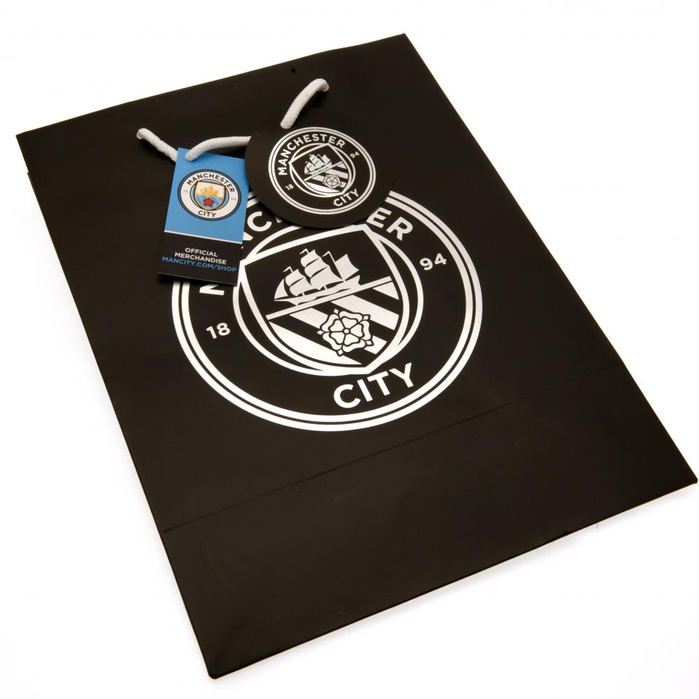 Manchester City FC Gift Bag - Medium Black Card Design - Gift Wrap & Bags at Gift Moments