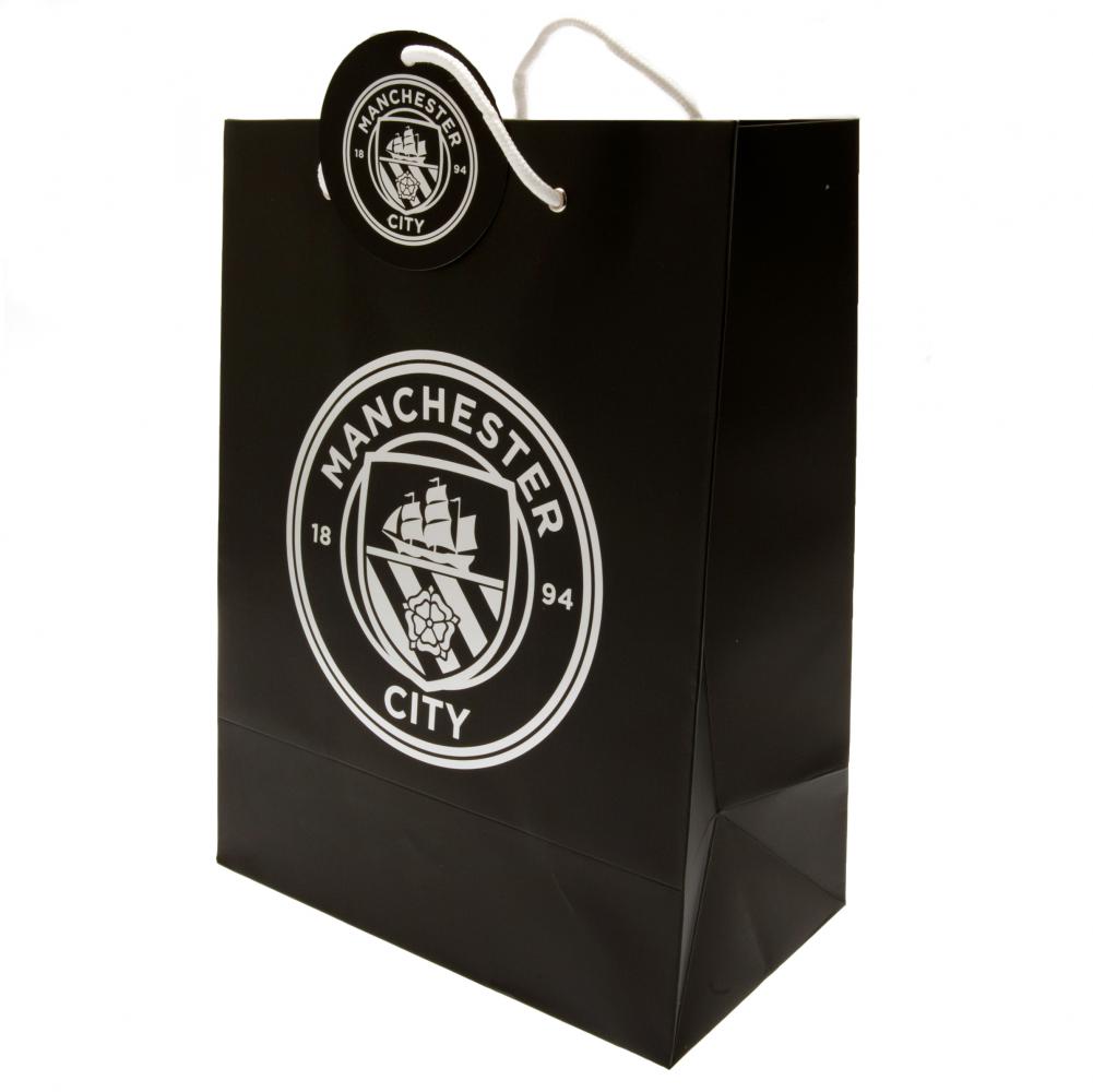 Manchester City FC Gift Bag - Medium Black Card Design - Gift Wrap & Bags at Gift Moments