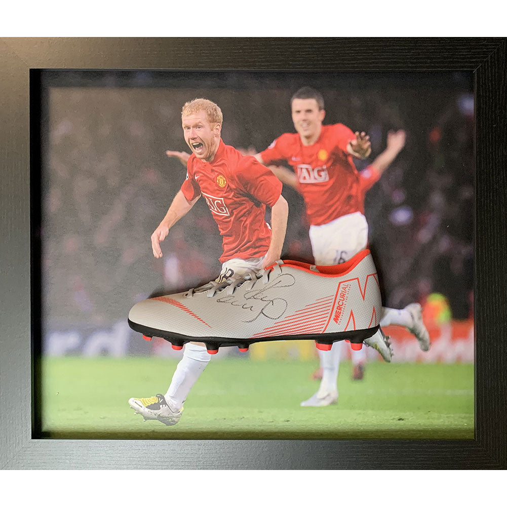 Manchester United FC Scholes Signed Boot (Framed) - Signed Memorabilia at Gift Moments