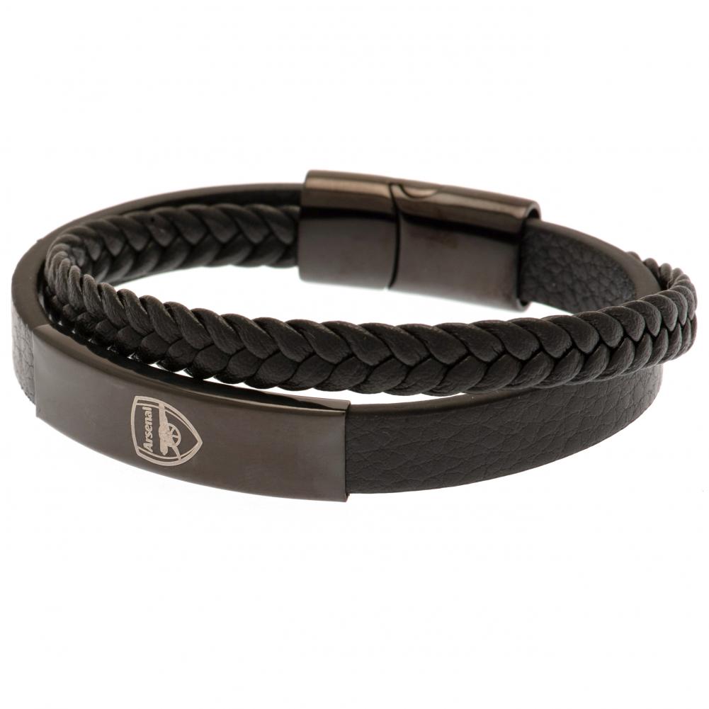 Arsenal FC Black Leather Bracelet: 3 - Jewellery By Arsenal