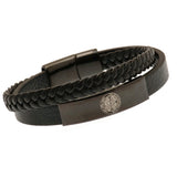 Celtic FC Black IP Leather Bracelet - Jewellery at Gift Moments