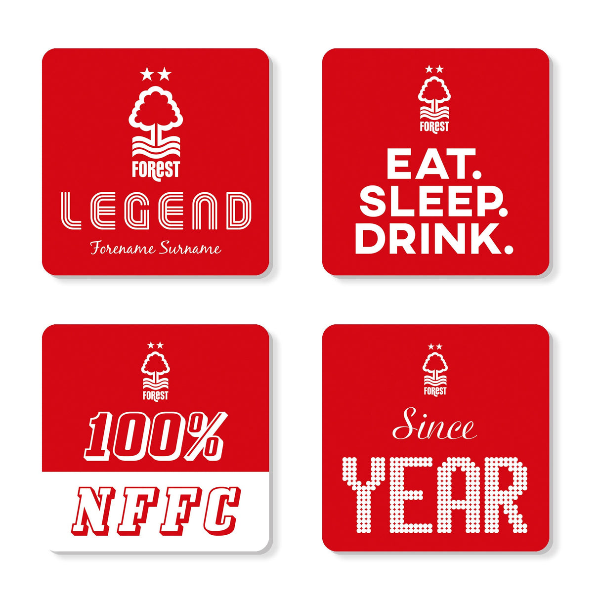 Personalised Nottingham Forest FC Coasters Set - Coasters at Gift Moments