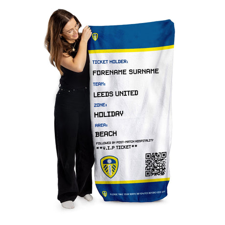 Personalised Leeds United FC Ticket Beach Towel - Towels at Gift Moments