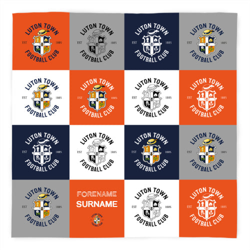 Personalised Luton Town FC Chequered Fleece Blanket - Blankets at Gift Moments