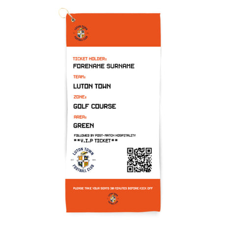 Personalised Luton Town FC Ticket Golf Towel - Golf Towels at Gift Moments