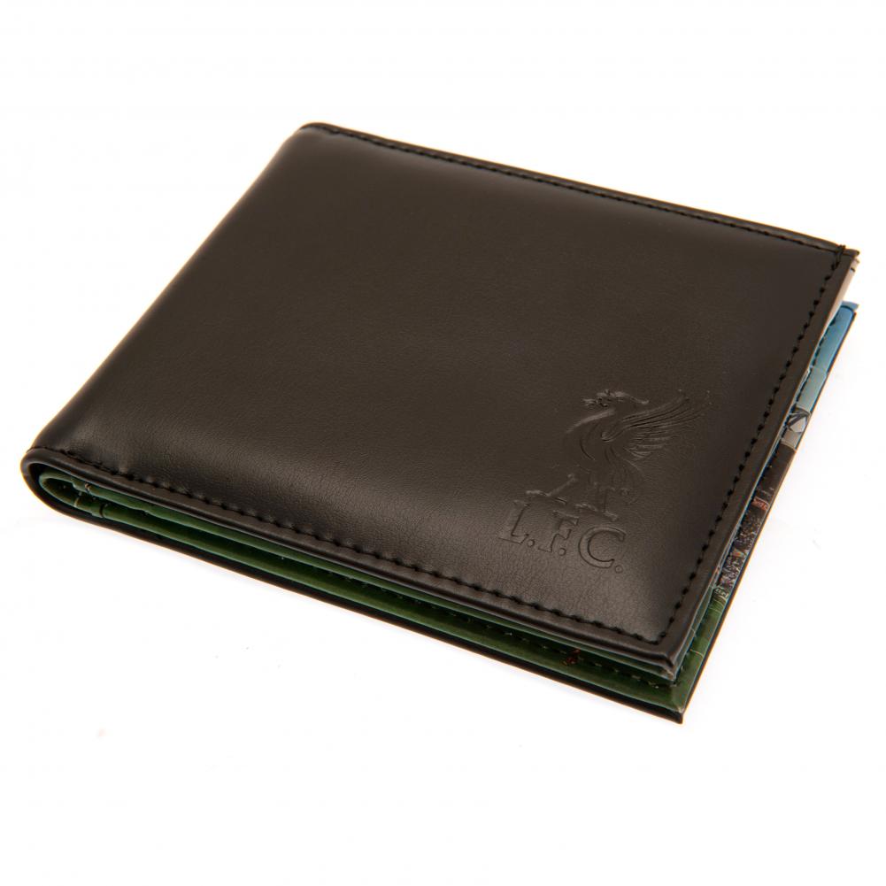 Liverpool FC Panoramic Wallet - Black Leather with Anfield Design - Wallets at Gift Moments