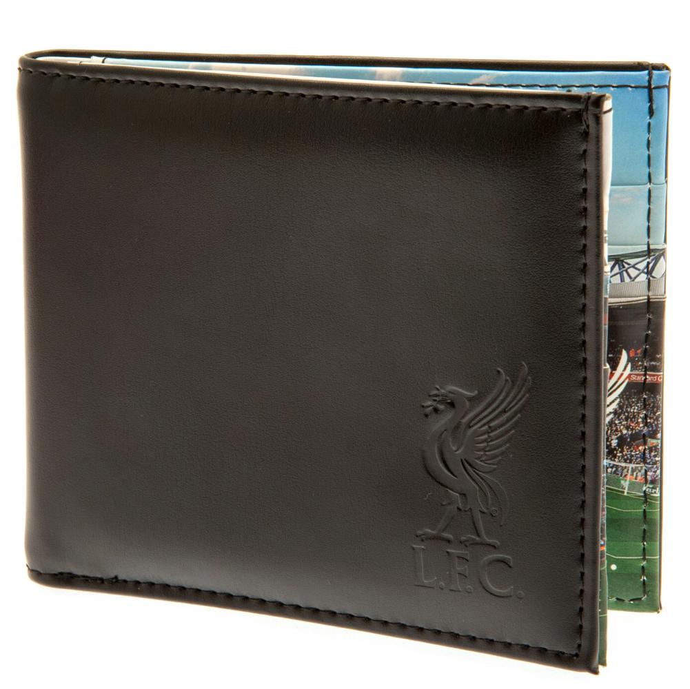 Liverpool FC Panoramic Wallet - Black Leather with Anfield Design - Wallets at Gift Moments