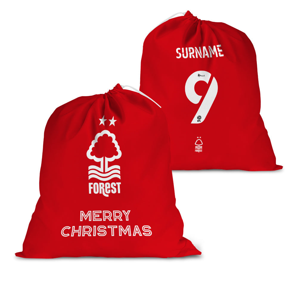 Personalised Nottingham Forest FC Shirt Santa Sack - Christmas at Gift Moments