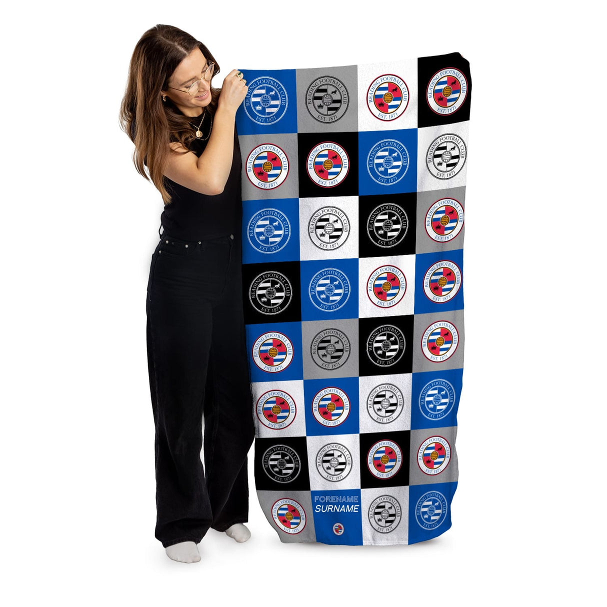 Personalised Reading FC Chequered Beach Towel - Towels at Gift Moments