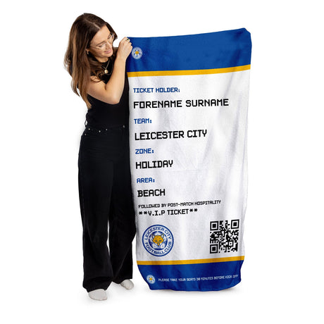 Personalised Leicester City FC Ticket Beach Towel - Towels at Gift Moments